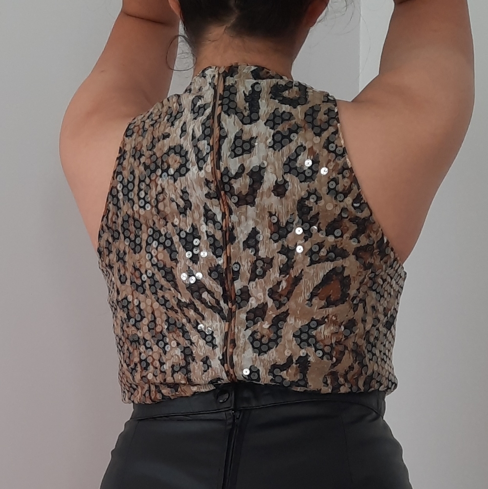 Vintage Cheetah Print Sequence Top - image 2